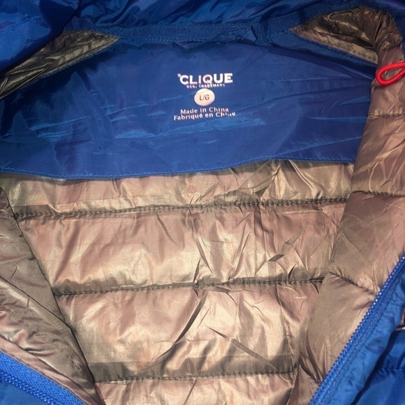 KOKANEE Beer Dark Blue Thin Puffer Coat Zip Up Stretchy Sides Size Large - Picture 5 of 5